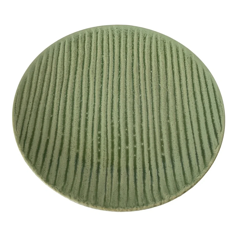 Pier 1 Essentials Stoneware Rippled Plate Green Single Heavy Dinner Plate